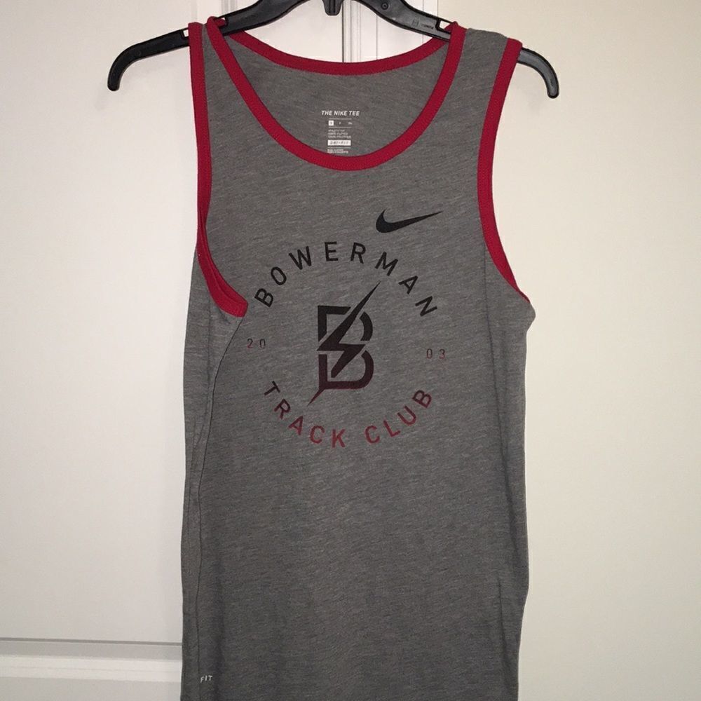 Gray Nike Bowerman Track Club 2003 running marathon t shirt tank Singlet shirt S